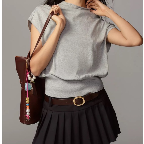 Anthropologie Sweaters - Anthropologie Gray Cap‎ Sleeve Linen Cotton Knit Sweater Top - Small